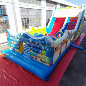 Toboggan gonflable pour fêtes en plein air, combo glissade et trampoline gonflable Sea World, parcours d'obstacles gonflable - Product Image 1