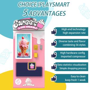 เครื่องขายไอศกรีมซอฟต์เสิร์ฟและโยเกิร์ตอัตโนมัติ IPLAYSMART พร้อมหน้าจอสัมผัสขนาด 32 นิ้ว ความจุ 100 ชิ้น สำหรับเด็ก - Product Image 3