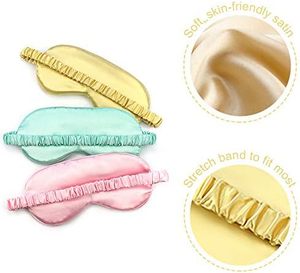 Masque de sommeil en satin de soie doux avec logo personnalisé, masque pour les yeux respirant avec sangle réglable, idéal pour les voyages, les mariages, les cadeaux - Product Image 2