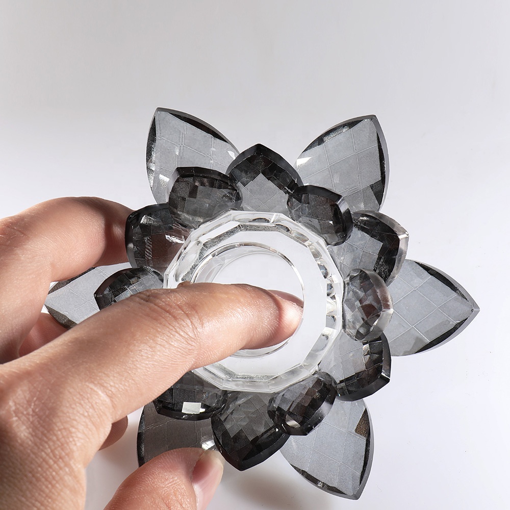 MH-Z202 маленький серый Кристальный цветок лотоса держатель свечей