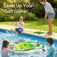 MAKE WAVES Ensemble de jeu de golf gonflable flottant en PVC avec balles adhésives et club réglable pour adultes et enfants