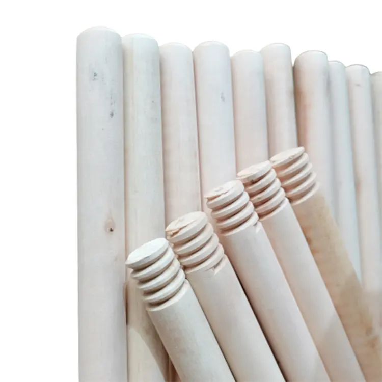 Tiongkok Guangxi tongkat sapu kayu polos, tongkat pel pegangan sapu lurus alat pembersih rumah
