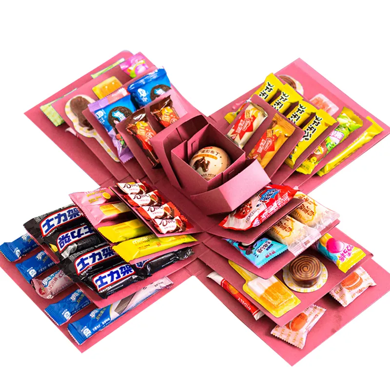 Custom Birthday Graduation Handmade Chocolate Surprise Diy Small Gift Hexagon Rigid Photo Album Creative Box Explosion Box
