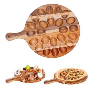 Support de présentation créatif en bois avec poignée, support à œufs fixe en bois pour l'exportation, plateau de rangement multi-compartiments pour œufs de cuisine - Product Image 3
