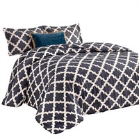 Ensemble de couette 3 pièces Queen Size gris imprimé Utopia, garnissage alternatif, style contemporain
