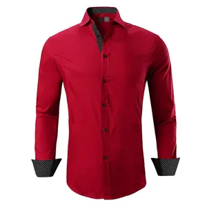 Wholesale OEM Embroidered Luxury Long Sleeve Slim Fit Black Breathable Business Office Dress Shirt For Men