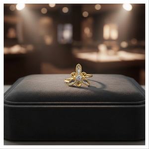 Anillo Clásico con Diseño de Flor en Tono Dorado y Cristal Brillante en el Centro, Diseño Femenino para Uso Casual y de Fiesta - Product Image 4