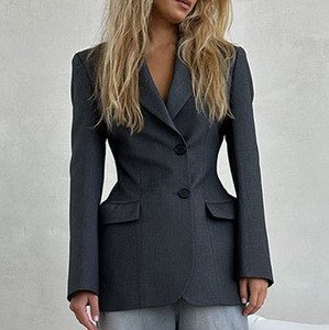 Giacche da donna Enyami da donna in tinta unita con scollo a V giacche formali Blazer da donna tailleur da donna - Product Image 6