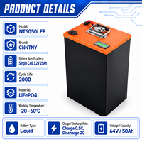 Paket Baterai LiFePO4 60V 64V 50Ah untuk Sepeda Motor Listrik dan Golf Cart, 2000 Siklus, Sel Prismatik 3.2V 25Ah Terpasang