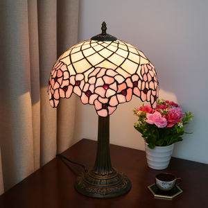 12 "Tiffany Vitrail Lampe De Table Jardin Américain rose Fleur De <span class=keywords><strong>Cerisier</strong></span> Chambre Chevet Romantique Lampe De Bureau - Product Image 5