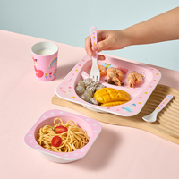 Ensemble de vaisselle pour enfants en RPET de qualité alimentaire, 5 pièces, assiettes, gobelets, pour enfants