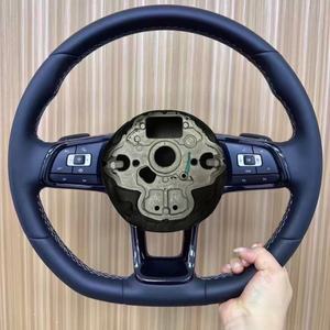 Volante Deportivo de Cuero Totalmente Negro Compatible con Volkswagen VW Polo MK7 Passat Golf 4 5 6 7 8 GTI <span class=keywords><strong>R</strong></span> <span class=keywords><strong>Line</strong></span> MK5 MK6 MK7 MK8 - Product Image 1