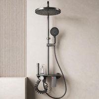 Mitigeur de douche thermostatique 4 fonctions à poignée unique, barre coulissante, ensemble de douche mural de luxe pour salle de bain, jet pluie, finition brossée, idéal pour hôtel