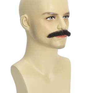 Peluca de cabello humano negro realista, <span class=keywords><strong>bigote</strong></span> falso de encaje Invisible grueso y barba para Cosplay, disfraces de Halloween, fiestas temáticas - Product Image 3