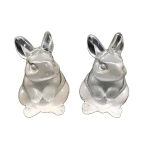 Großhandel hohe Qualität natürliche 8 cm Selenit Kaninchen-Schnitzerei Handwerk weißes Selenit Kaninchen-Tier-Skulptur zur Dekoration