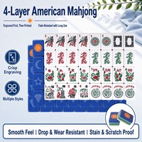 Mahjong américain personnalisé en acrylique bleu à 4 couches, gravé des deux côtés/impression UV, taille/couleur/motif personnalisés, + accessoires pour jeux et cadeaux