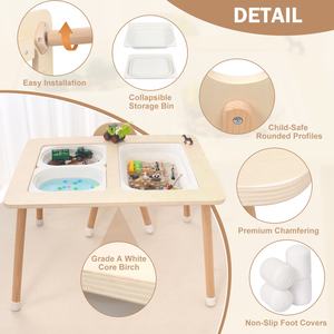 Meubles Montessory Table et chaises pour bébé pour enfants Jeu sensoriel Table à eau sable pour la maison - Product Image 2