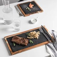 Assiette à fromage en bois naturel, assiette de service avec ardoise, pour les arts de la table des restaurants