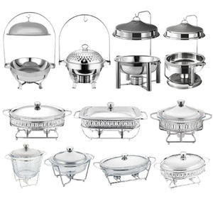 Juego de platos de chef de acero inoxidable para fiesta de boda, calentadores de comida, plato de frotamiento de buffet dorado y plateado para plato de servicio de catering - Product Image 4