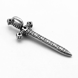 yunnique Stainless Steel Cross Pendant <b>Necklace</b> With Black Stones Geometric Design For Men And Women Fashion Jewelry - Product Image 3