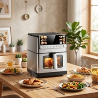 Friteuse à air intelligente moderne en acier inoxydable avec écran tactile, 10 programmes prédéfinis, température réglable, minuterie, panier antiadhésif, cuisson sans huile pour