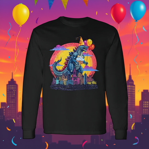 Camiseta de manga larga con diseño de monstruo de película Kaiju Birthday Balloon Cake Monster Movie Bday Decoration - Product Image 3