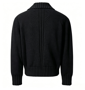 Servizio OEM Cardigan da <span class=keywords><strong>Uomo</strong></span> con Colletto a Costine e Zip Frontale in Tessuto Testurizzato Spandex/Cotone Vestibilità Slim Anti-restringimento Anti-pilling - Product Image 4
