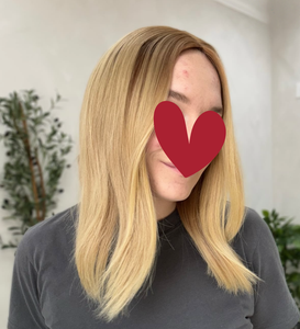 Prothèse capillaire mi-longue blond doré, longue durée, douce, naturelle, avec couverture en dentelle HD transparente, pour les zones clairsemées, pour femmes, pour l'alopécie et les <span class=keywords><strong>cheveux</strong></span> <span class=keywords><strong>gris</strong></span> - Product Image 1