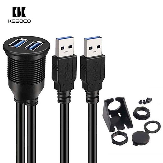 Factory Direct Supply USB 3.0 Male Female Extension Cable Waterproof PVC Jacket Braid Car Mount Dash Flush Scanner Data Cables