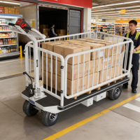 Chariot de manutention motorisé pliable en acier inoxydable robuste, conception à plateau plat, pour la logistique d'entrepôt, usage commercial