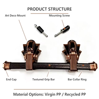 Ensemble de poignées de cercueil à barre pivotante au design Art Déco CH-06, quincaillerie géométrique pour cercueil, fournitures funéraires en plastique, vente en gros