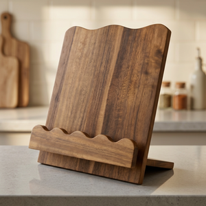Magnifique support de livre de cuisine moderne en bois massif d'acacia, support de livre festonné pour comptoirs de cuisine, idéal pour ranger les livres de cuisine - Product Image 2