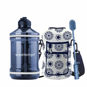 2.2L Eco Friendly BPA Free Custom Time Marker Gradient Color Jug Gallon Gym Water Bottle With Sleeves