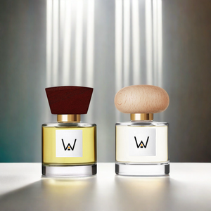 Vietnam Round Corner Empty Perfume Spray Glass <b>Bottles</b> Wooden <b>Lids</b> Packaging <b>Closures</b> - Product Image 1