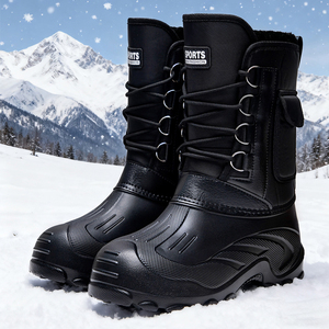 Stivali da Neve <span class=keywords><strong>Invernali</strong></span> da <span class=keywords><strong>Uomo</strong></span>, Stivali da Pesca Isolati con Collo Alto, Impermeabili, Caldi, Antiscivolo, per Lavoro e Ciclismo, con Infilatura Facilitata - Product Image 2