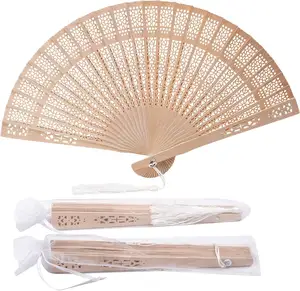 Custom Print Engrave Bamboo Handheld Fans Vintage Birthday gift Foldable Wooden Hand Fan for Wedding Party Decoration