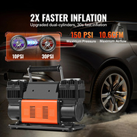 Compresseur d'air à double cylindre haute performance 12V 150PSI 300L/min, gonfleur de pneus portable pour tout-terrain 4x4, camion, SUV, pompe en aluminium CE