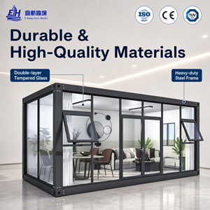 A basso prezzo pieghevole contenitore modulare prefabbricata <span class=keywords><strong>casa</strong></span> Sunrooms di vetro case mobili con finestre per uso ufficio o caffetteria - Product Image 2