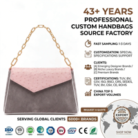 Sac à bandoulière à rabat en cuir d'autruche gaufré rose poudré et anthracite avec chaîne dorée, sac à main de luxe élégant et chic pour femme, personnalisable OEM