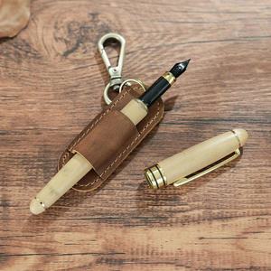 Estuche de cuero Crazy Horse para bolígrafos, luego lleve <span class=keywords><strong>el</strong></span> llavero con estuche para bolígrafos de firma de médico ligero y duradero - Product Image 4