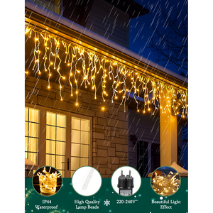 Aigostar 100 LED luci della tenda di natale 3M + 5M * 0.6M 8 modalità IP44 bianco caldo per matrimoni e feste di Halloween - Product Image 3