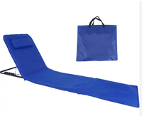 Chaise de plage pliable portable avec dossier et appui-tête réglables, poche de rangement, design traditionnel Lechi FC-702, mobilier d'extérieur