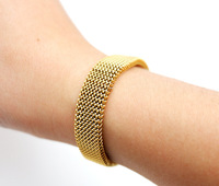 Vente en Gros Argent Or Rose Or Noir Hommes Femmes Bracelet En Acier Inoxydable Élastique À La Main Bracelet En Maille Extensible
