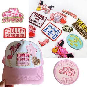 Howdy Yall Guangdong China Western Custom Embroidery Applique Patch Cap Men Iron On Faith Hat Patches For Hats - Product Image 5