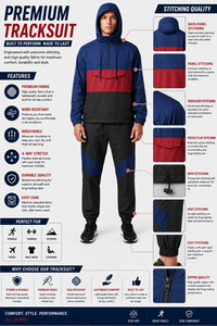 Custom Manufacturer Embroidered Men's Set Zip up 100%Nylon Two Piece Windbreaker <b>Short</b> Set Men Sweat <b>Suit</b> Tracksuits - Product Image 6