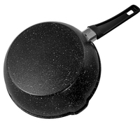 Poêle de cuisson classique de haute qualité en acier au carbone écologique avec double bec verseur, revêtement antiadhésif effet marbre, poignée en bakélite et base multicouche