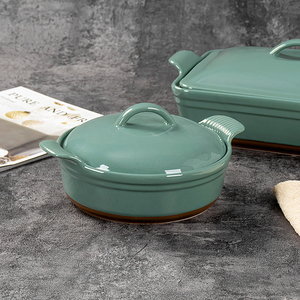 Bandeja para <span class=keywords><strong>Hornear</strong></span> de Cerámica de Color Sólido con Tapa, Apta para Calentar <span class=keywords><strong>en</strong></span> el Horno Doméstico. - Product Image 3