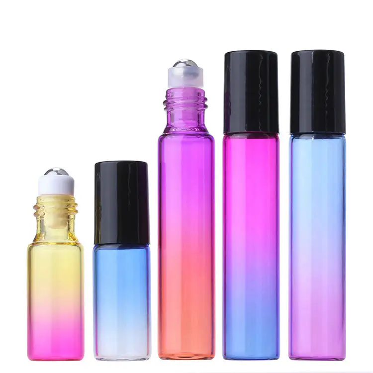 Luxury Atomizer Gradient Color 10 ml Refillable Essential Roll Roller on Oil Bottles Empty Spray Glass Perfume Bottle