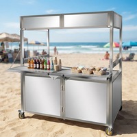 Chariot mobile multifonctionnel pliable en acier inoxydable pour snacks et marchés nocturnes, idéal pour le camping en extérieur - Modèle 2026
