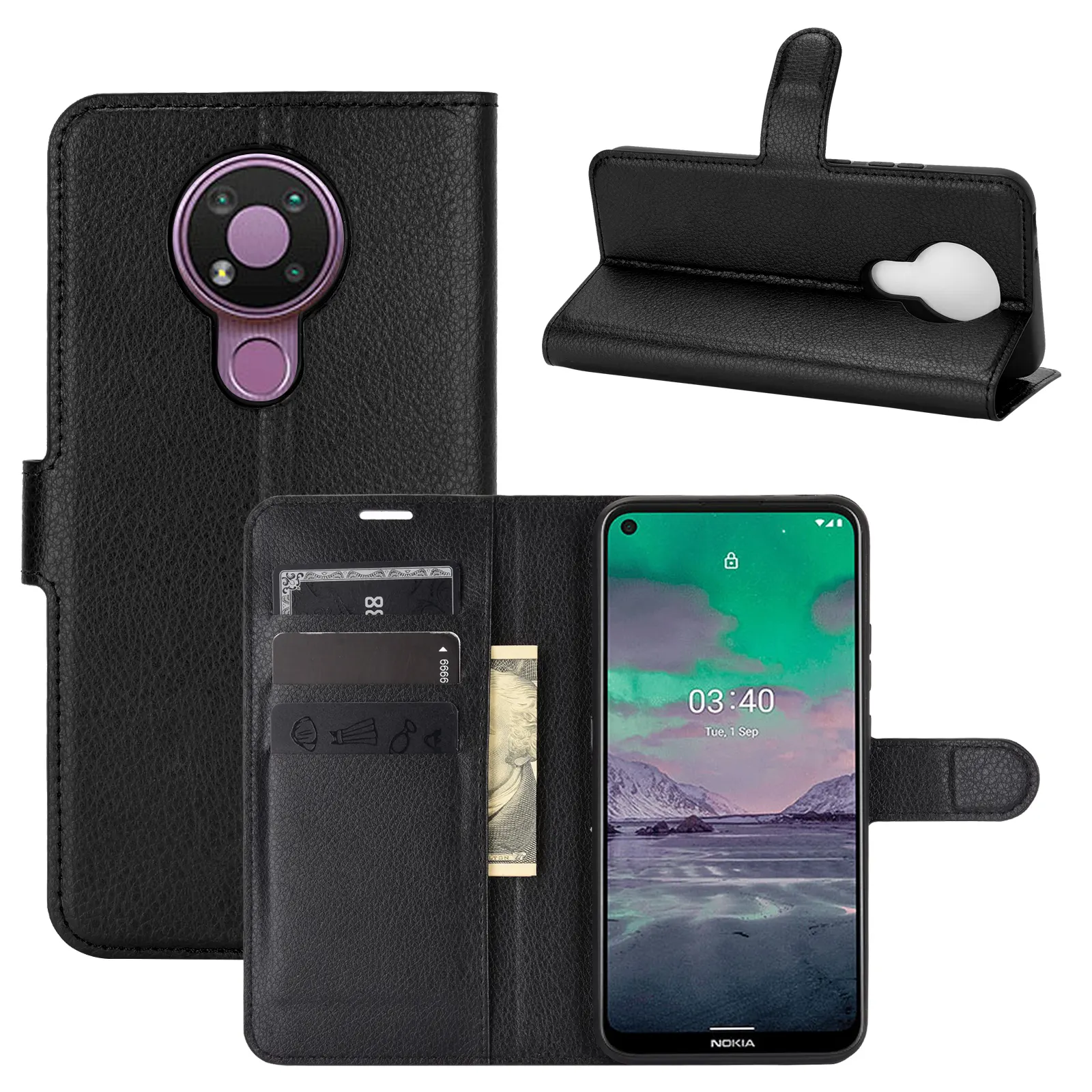For Nokia 3.4 Case Leather Phone Cover for Nokia 3.4 Cover Phone Case Flip Back Cover Mobile Stand Case With Card Holder Capas